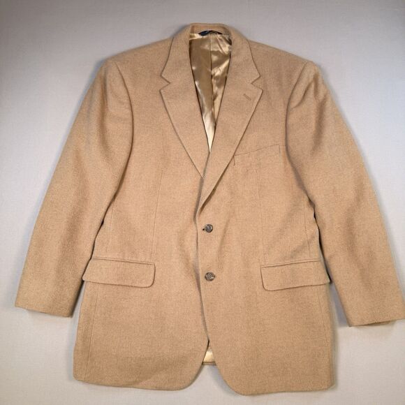 Brooks Brothers Blazer Mens 43R Tan Camel Hair Jacket Two Button Coat - Picture 1 of 10